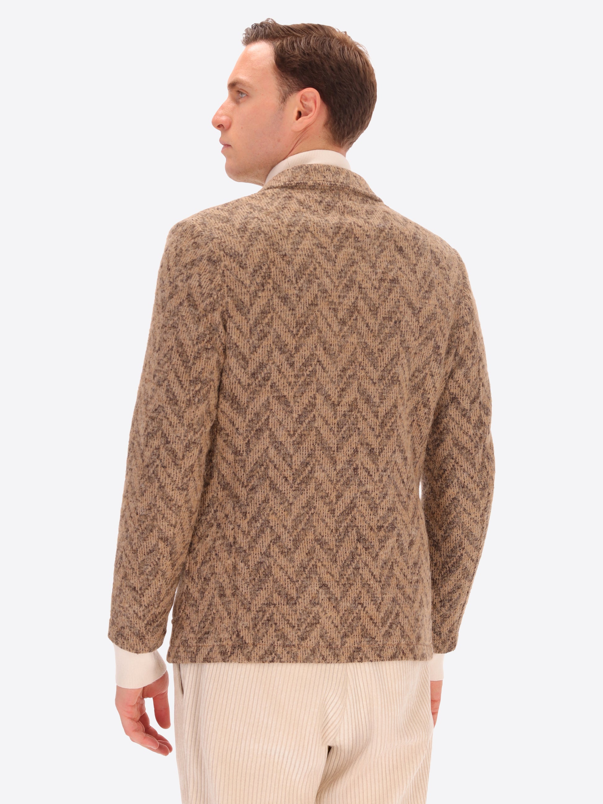 Knit-Effect Jersey Jacket Abbey with Herringbone Pattern
