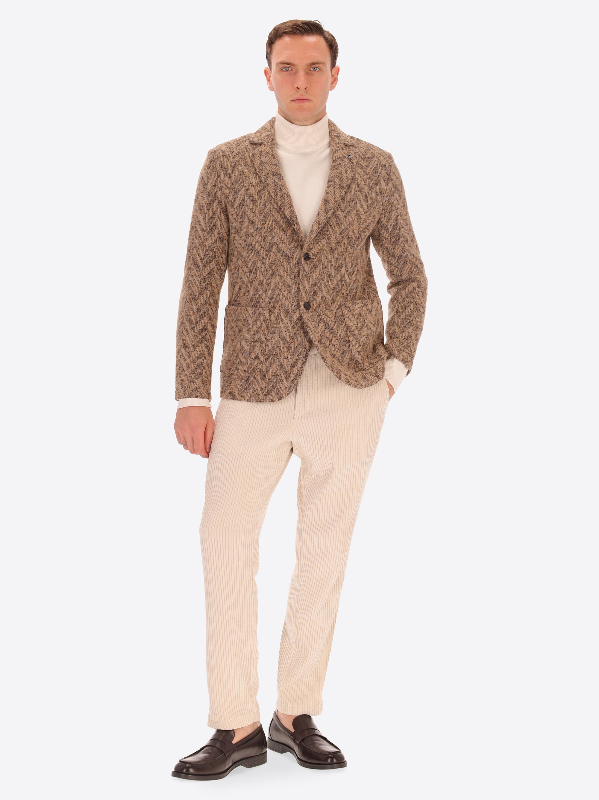 Knit-Effect Jersey Jacket Abbey with Herringbone Pattern