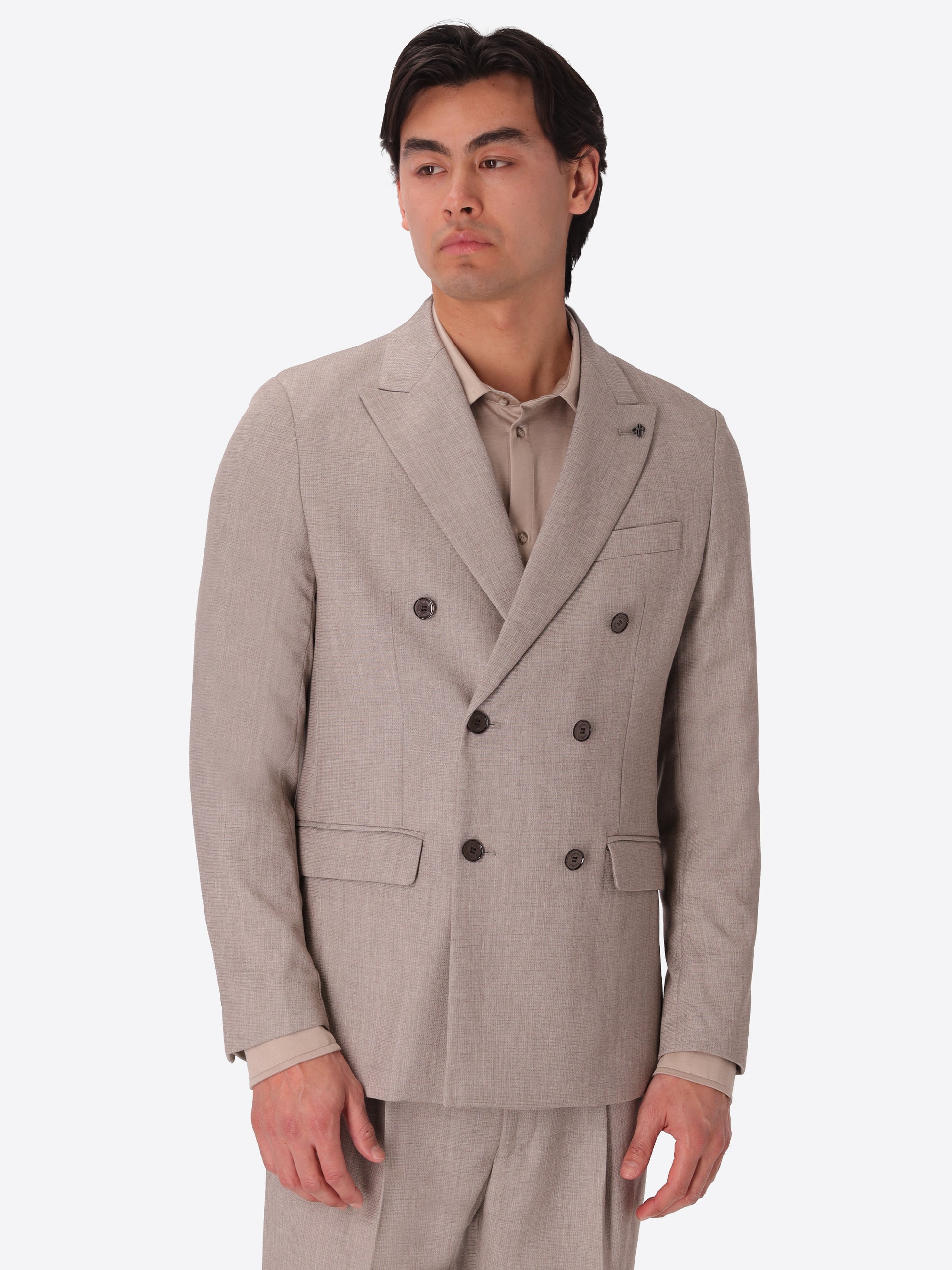 Melange Viscose-Blend Double-Breasted Jacket Acanto