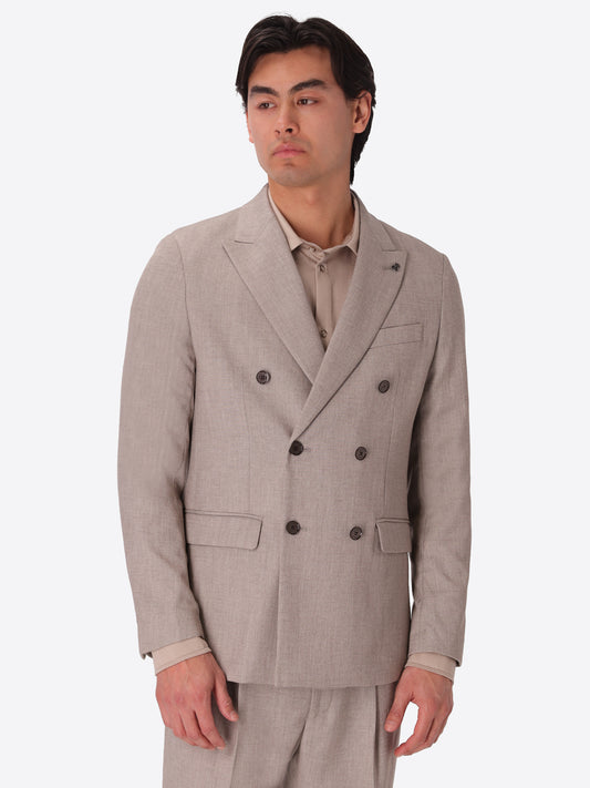 Melange Viscose-Blend Double-Breasted Jacket Acanto