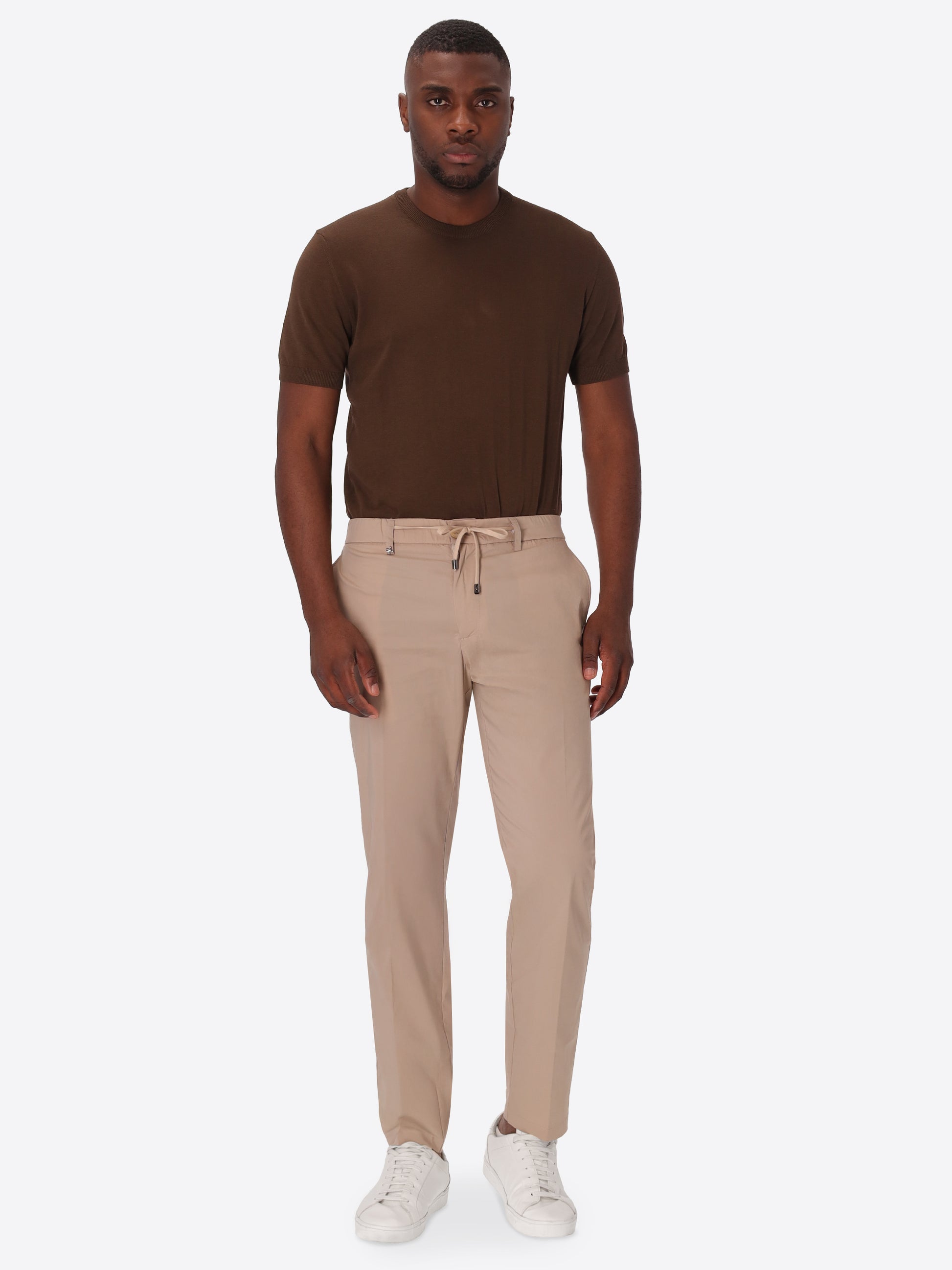 Pantalone Relax Grano In Tessuto Misto Cotone Nylon Ultraleggero