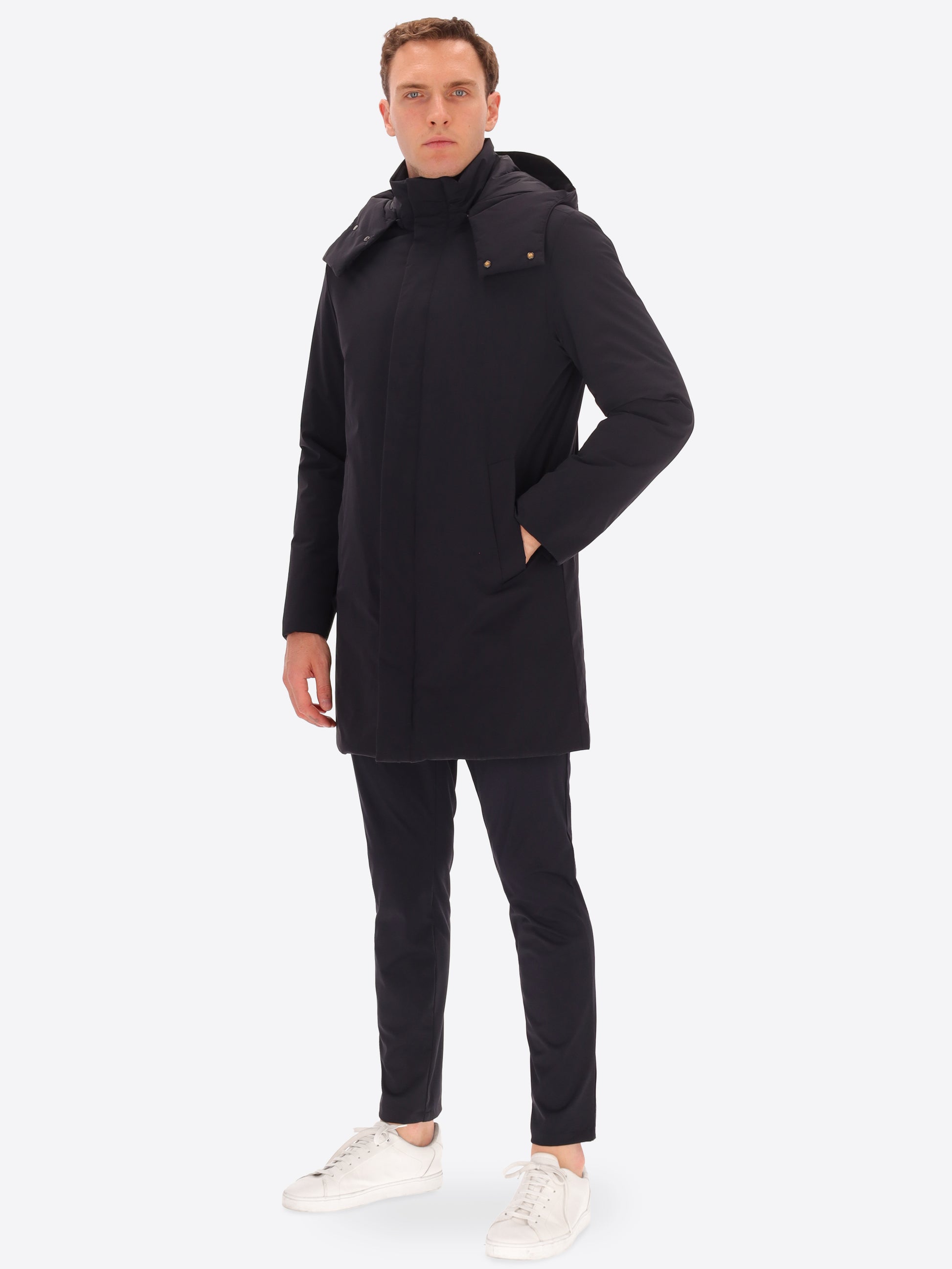 Stoccolma Glatter Steppmantel mit Abnehmbarer Kapuze