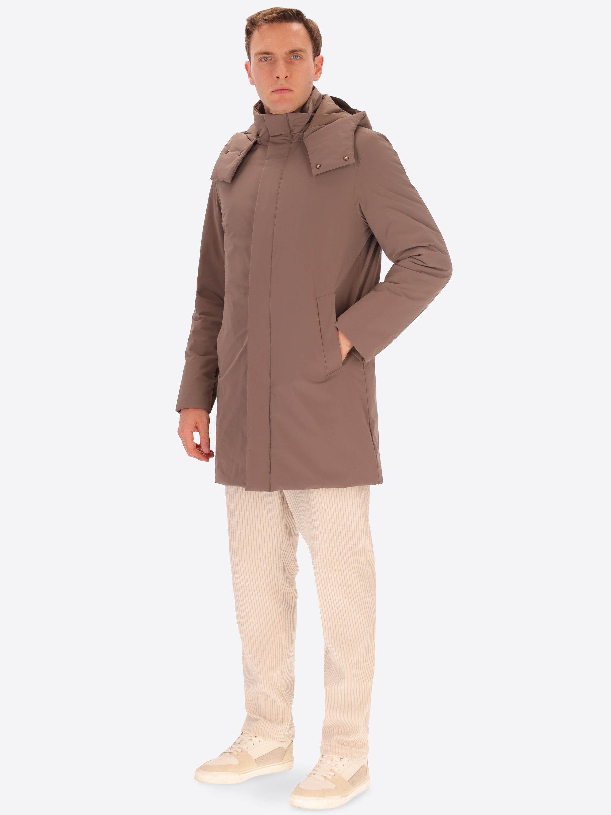 Stoccolma Glatter Steppmantel mit Abnehmbarer Kapuze