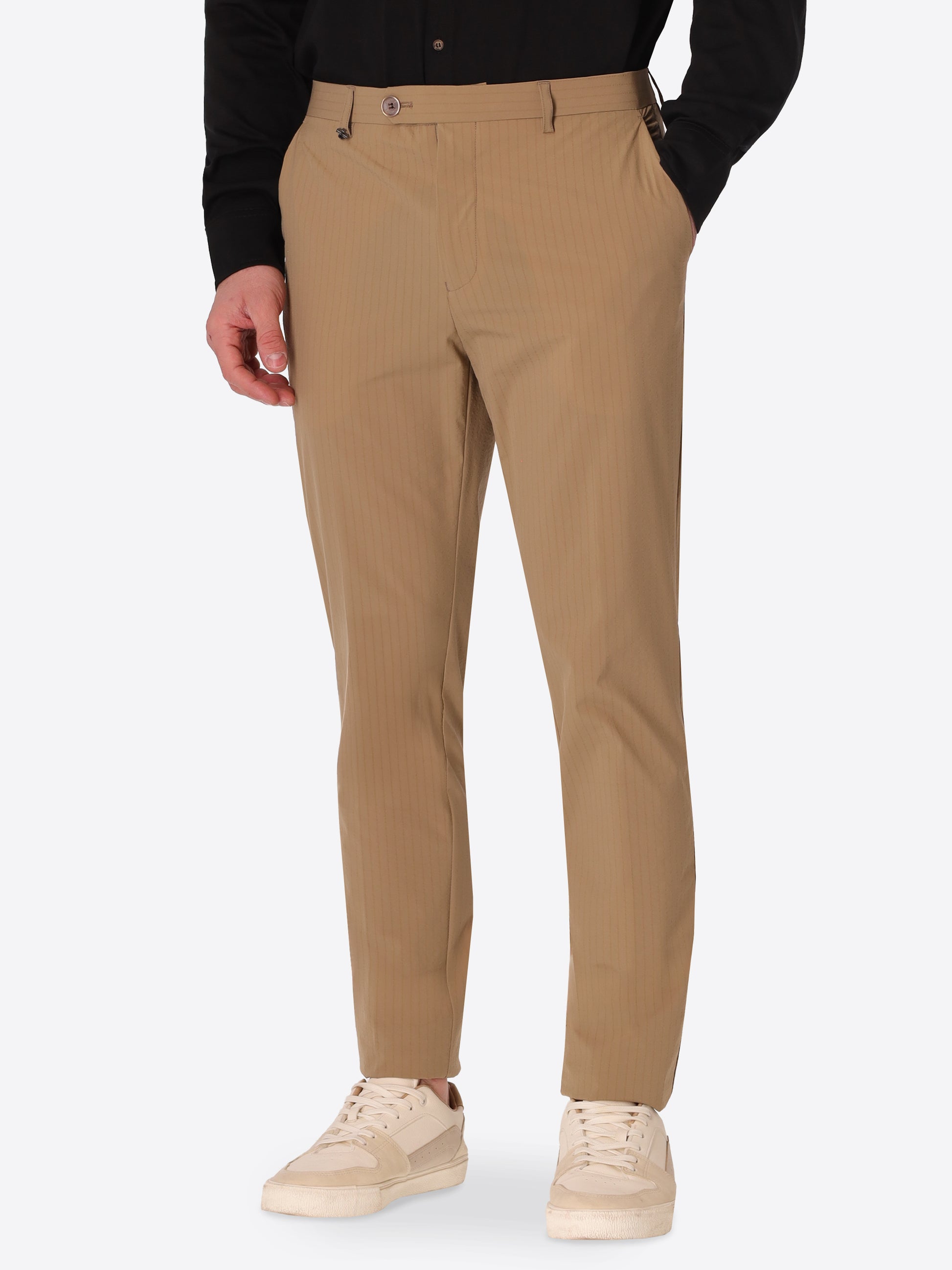 Tailoring Hose Carrubo aus Superkomfort-Gewebe mit Streifenmuster