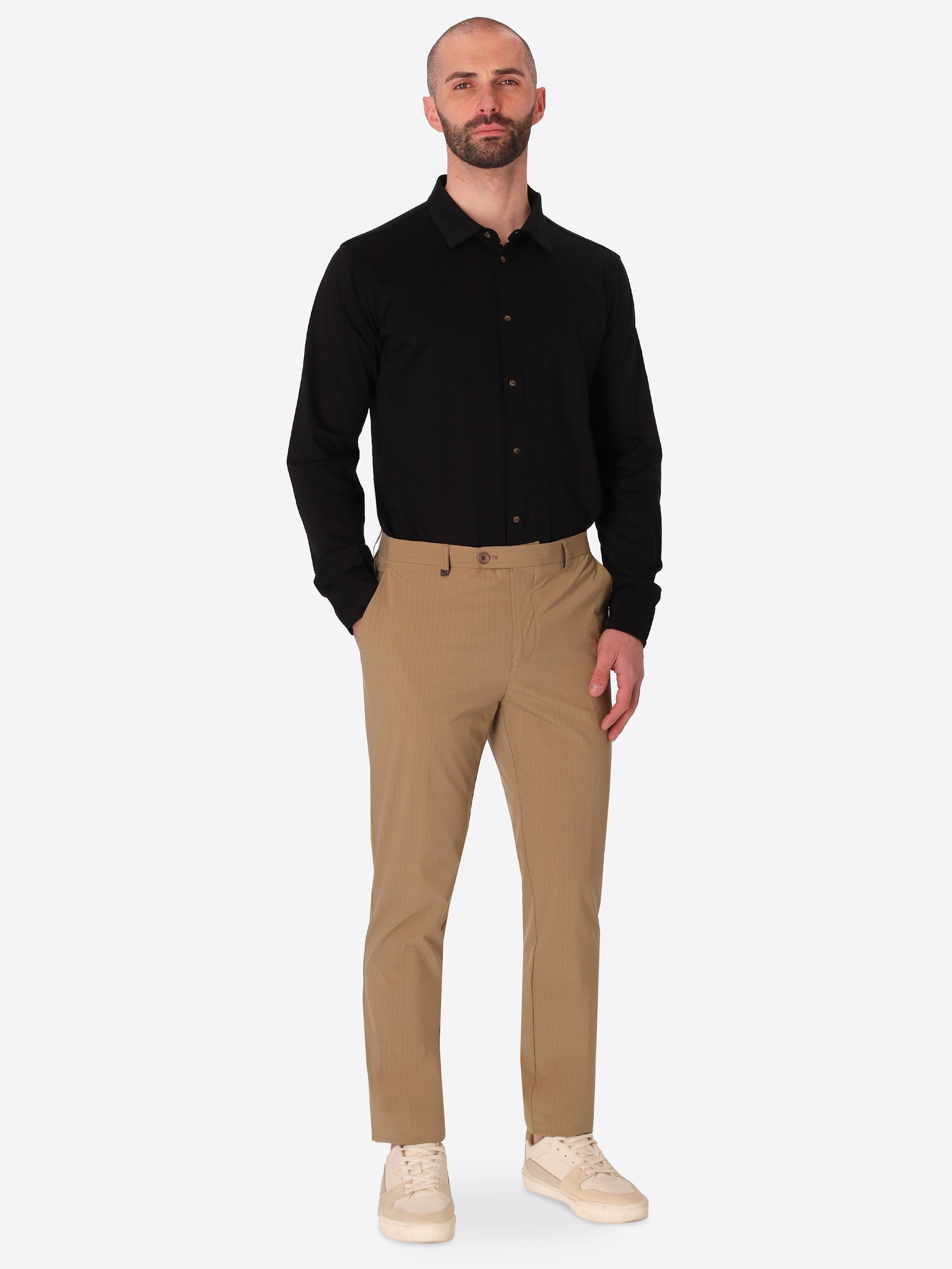 Tailoring Hose Carrubo aus Superkomfort-Gewebe mit Streifenmuster