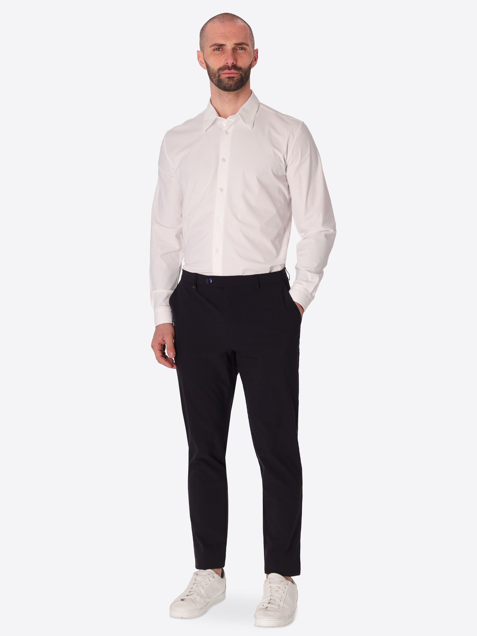 Tailoring Hose Carrubo aus Superkomfort-Gewebe mit Streifenmuster