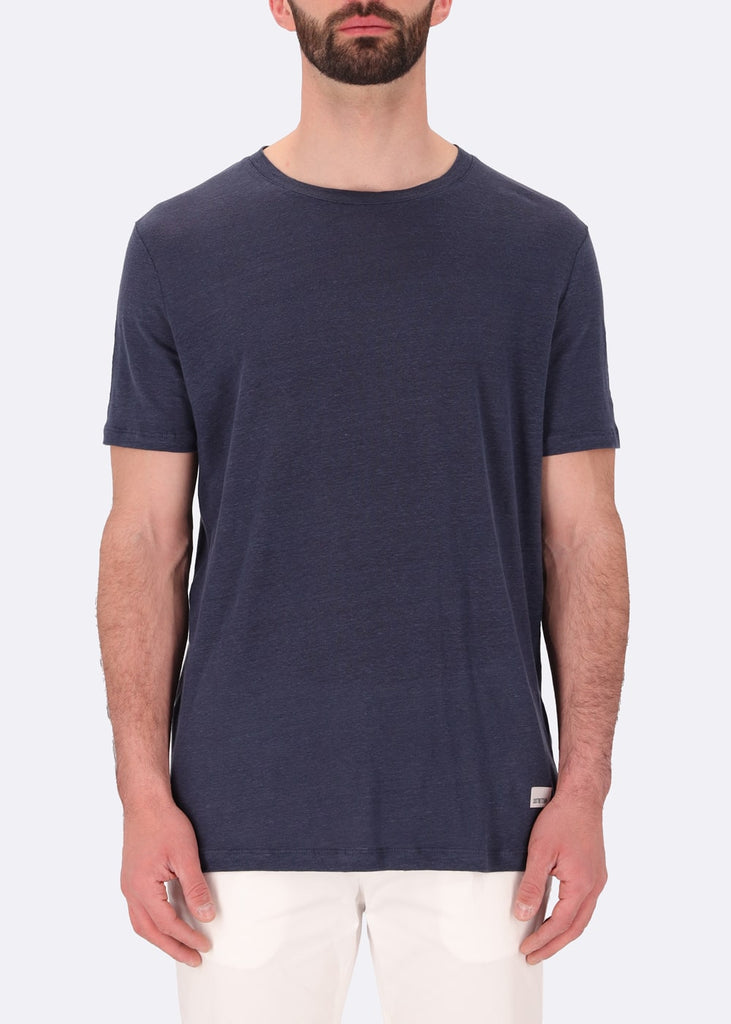 linen T-shirt T-SHIRT ROYAN blue front distretto12