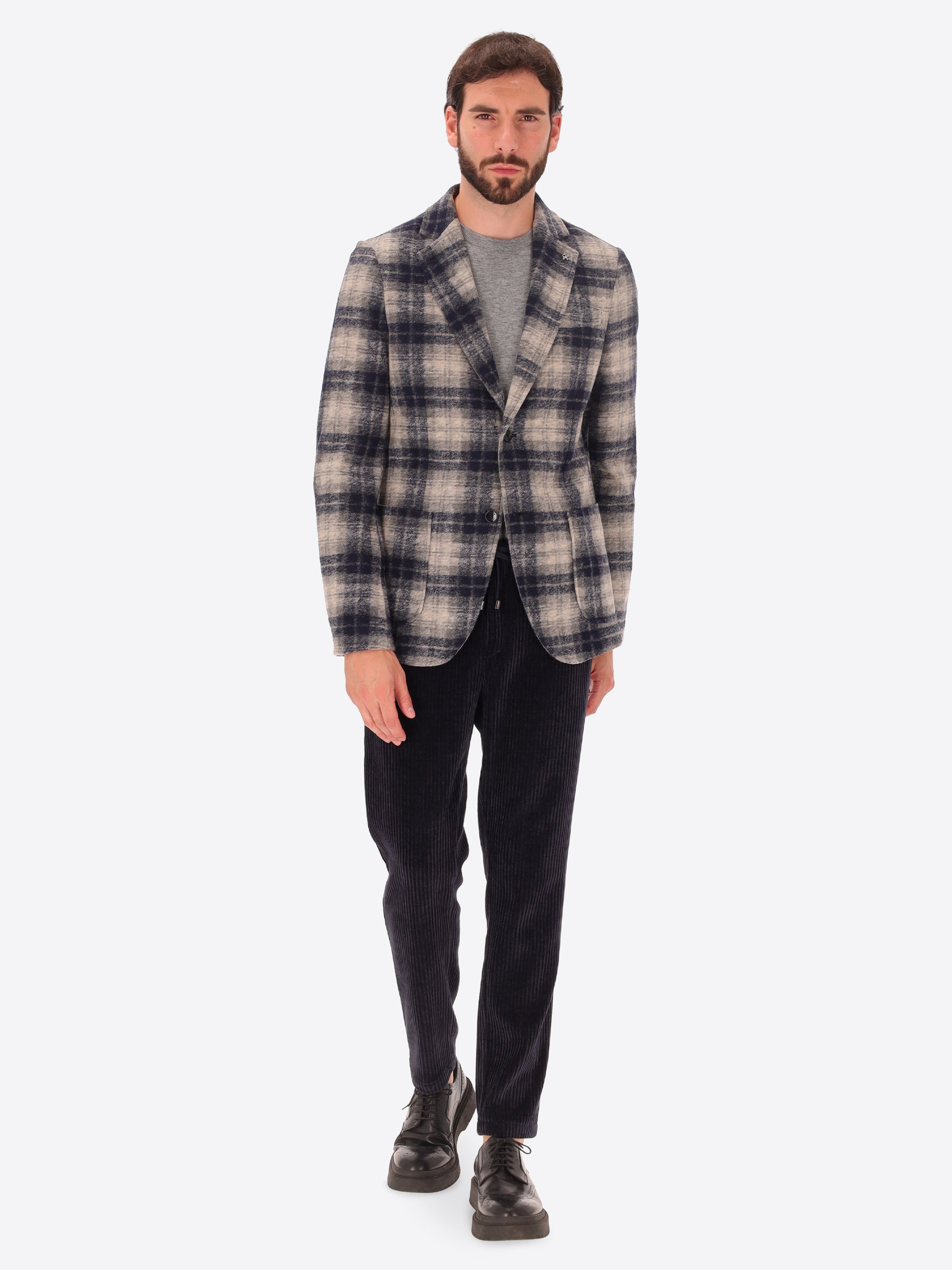 Wool-Blend Jacket Belfast With Tartan Check Pattern