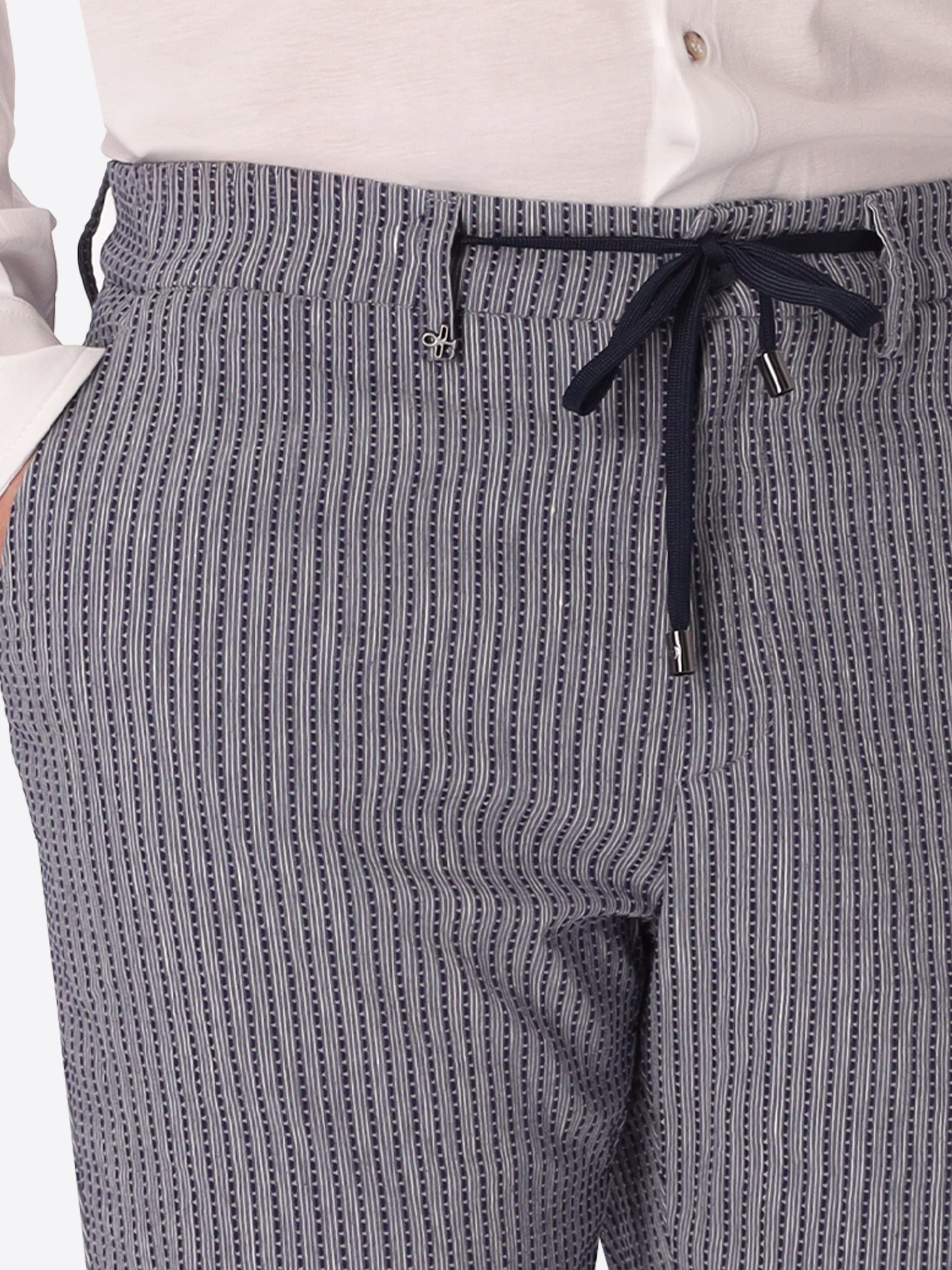 York Trousers Acero In Super-Stretch Embossed Alternating Stripe Fabric