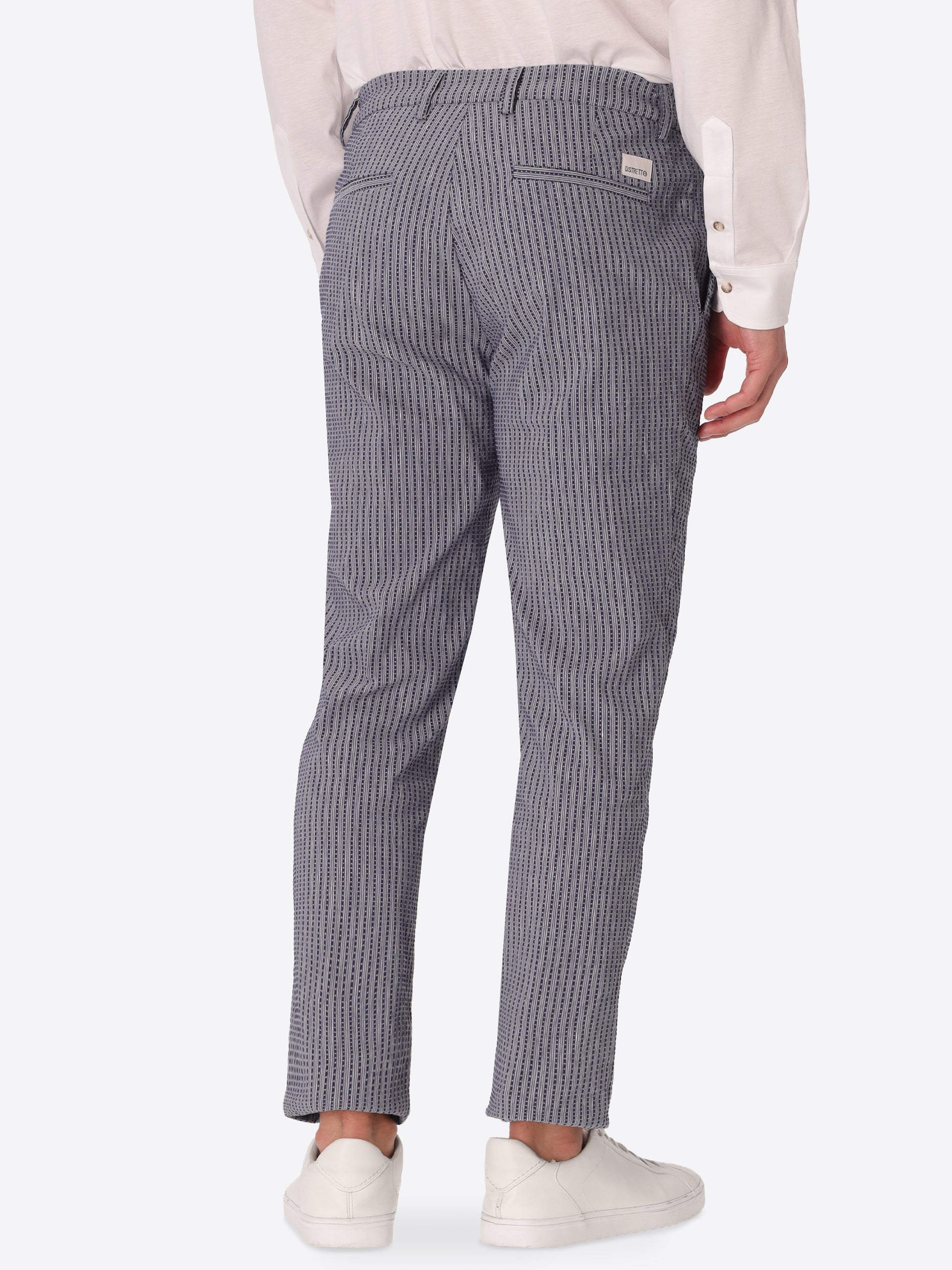 York Trousers Acero In Super-Stretch Embossed Alternating Stripe Fabric