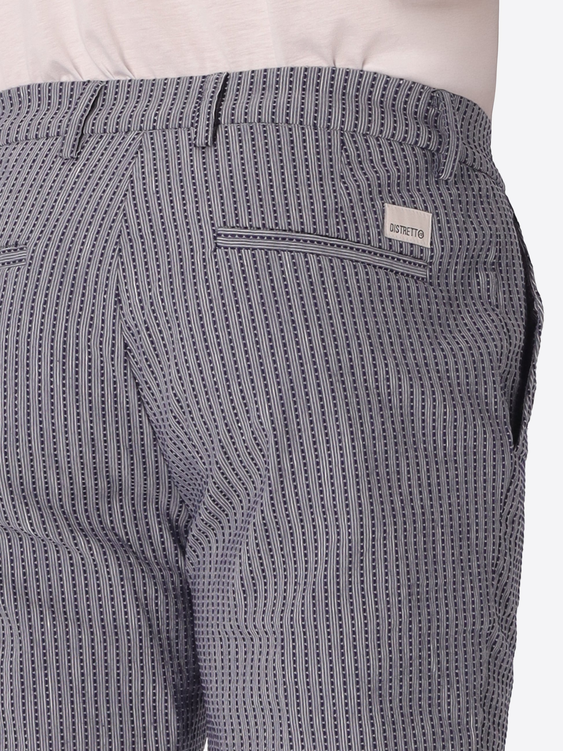 York Trousers Acero In Super-Stretch Embossed Alternating Stripe Fabric