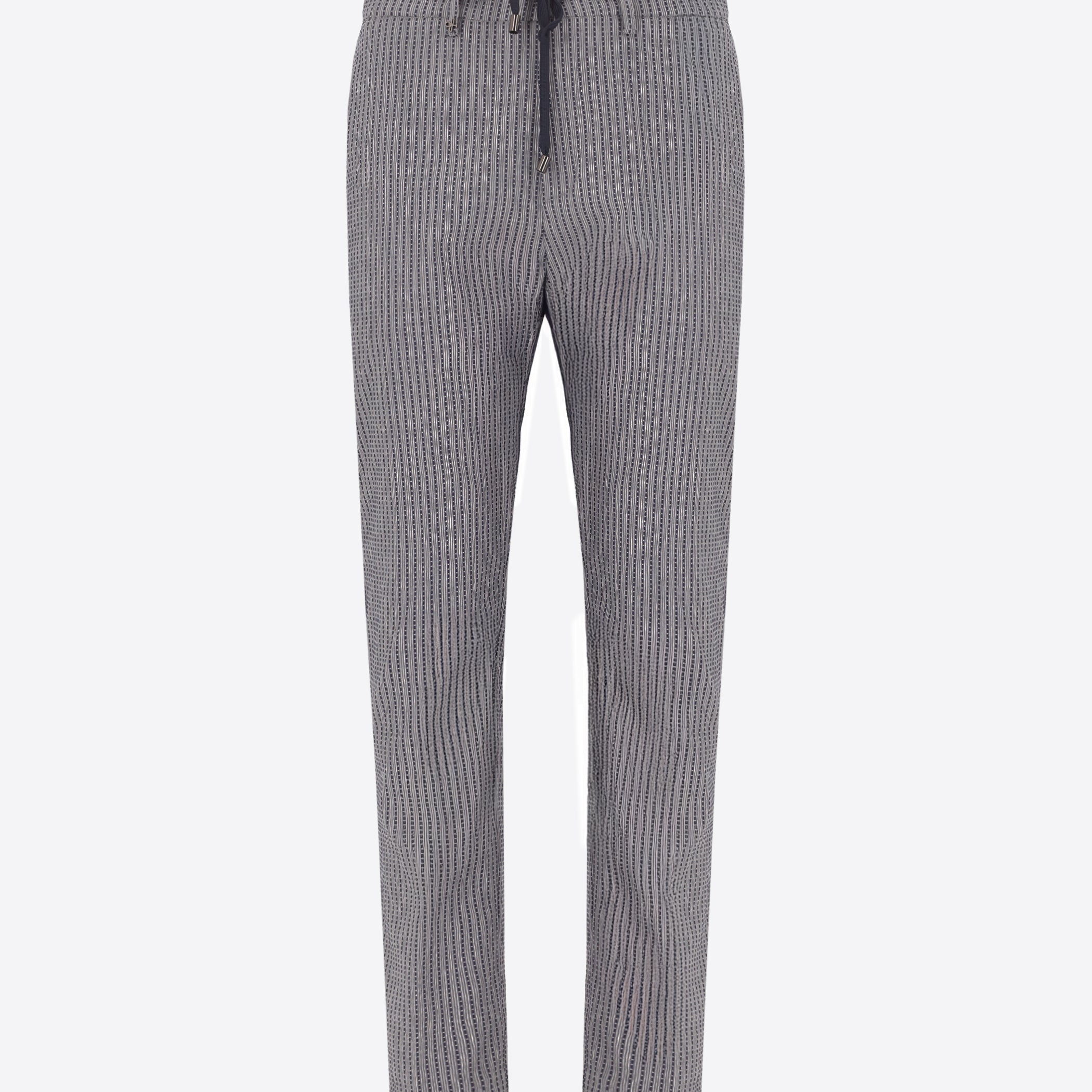 York Trousers Acero In Super-Stretch Embossed Alternating Stripe Fabric