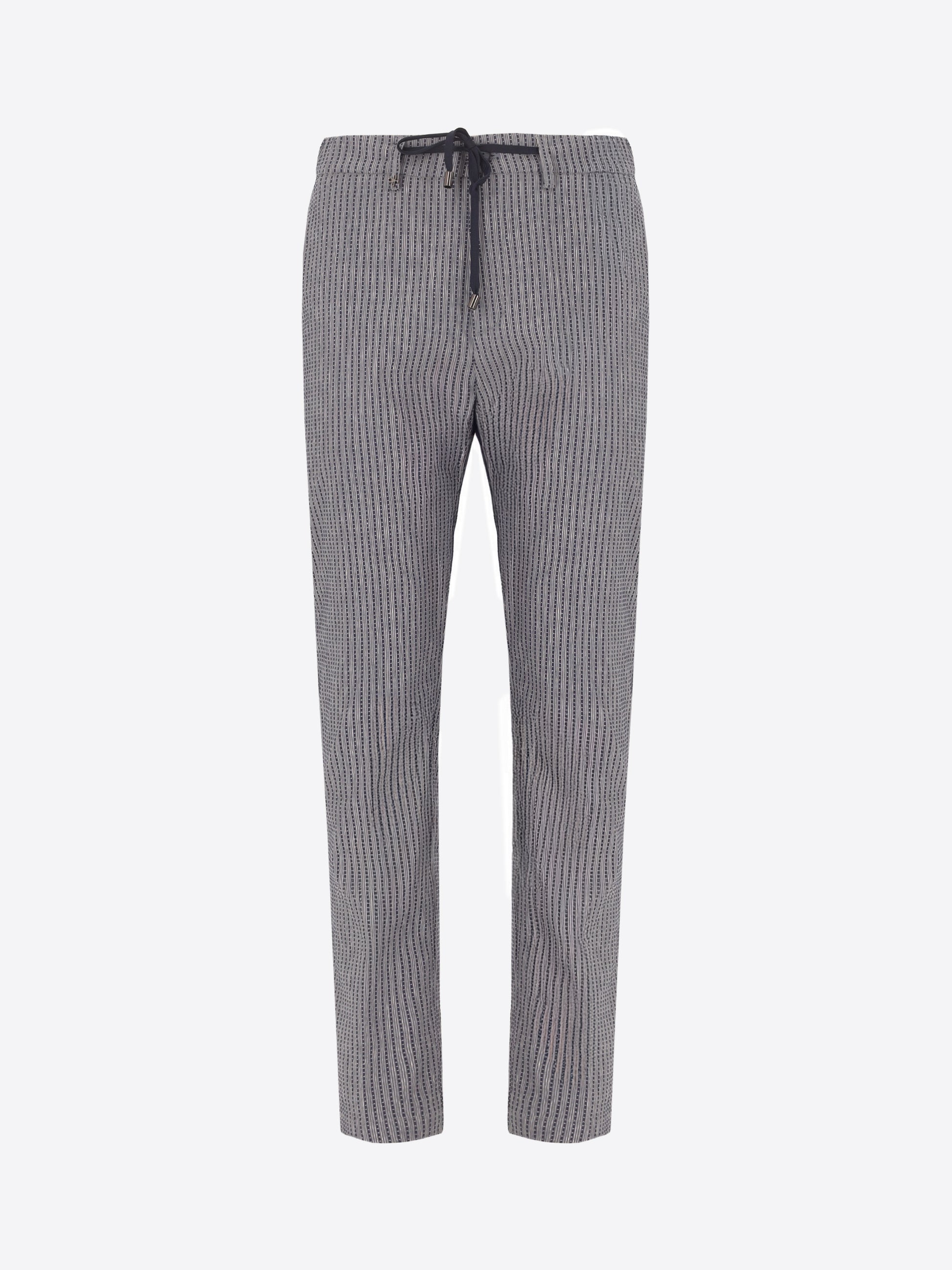 York Trousers Acero In Super-Stretch Embossed Alternating Stripe Fabric